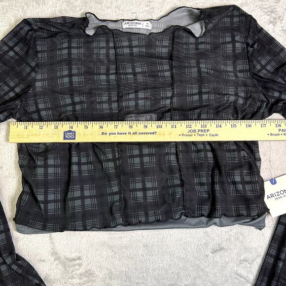 NWT Arizona Sheer Mesh Plaid Crop Top w Cami Women's XL Festival Rave Party - Picture 5 of 7